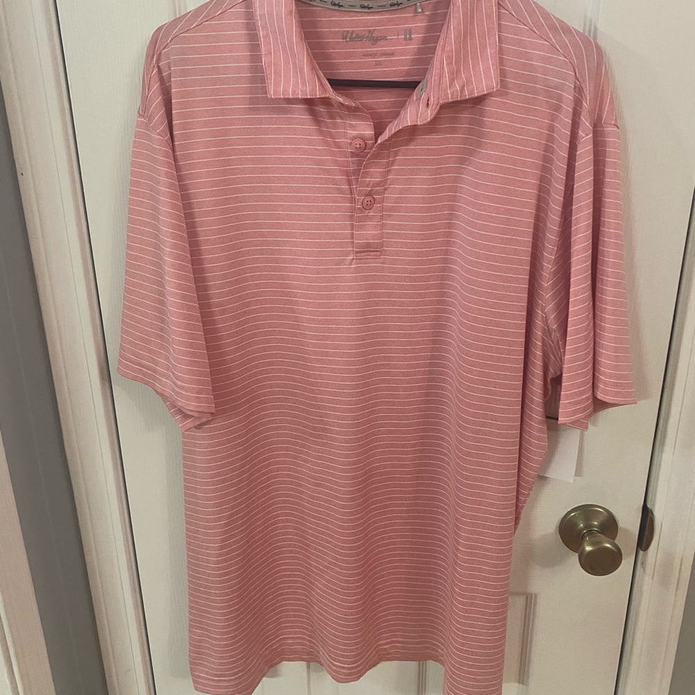 Walter Hagen Coral Polo with White Stripes‎